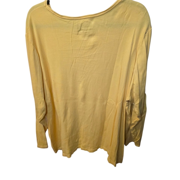3X Croft & Barrow Soft Yellow Long Sleeve Classic Tee - Picture 3 of 4